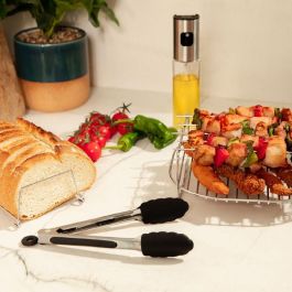 Cecotec 04995 Kit de Accesorios para Freidora de Aire Cecofry - Molde Pizza, Molde Repostería, Rejilla, Pinzas, Pulverizador Aceite, Negro, Acero Inox.