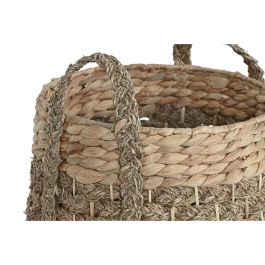 DKD Home Decor Cesta Tropical de Almacenaje de Fibra y Seagrass Natural, Set de 2, 35x35x45 cm