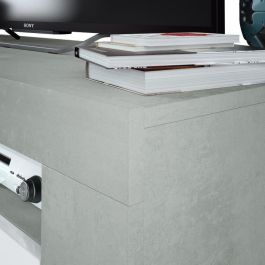AMBIT Mueble TV para Salón, Estilo Contemporáneo, 120 cm, con 2 Puertas y 2 Nichos de Almacenamiento, Gris y blanco AMBIT Mueble TV para Salón, Estilo Contemporáneo, 120 cm, con 2 Puertas y 2 Nichos de Almacenamiento, Gris y blanco