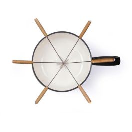 LIVOO MEN426N Juego de Fondue Tradicional 2,6L para 6 Personas de Hierro Fundido Esmaltado, Apto para Todo Tipo de Fuegos con 6 Tenedores