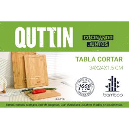 Quttin Tabla de Cortar de Bambú, 34 x 24 x 1.5 cm (12 Unidades)