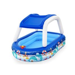 Bestway Piscina Hinchable Infantil Techo Desmontable Barco con Volante 213x155x132 cm +3 Años Jardin 54370