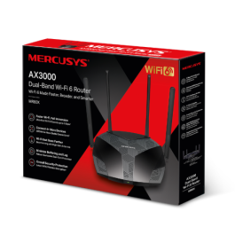 Mercusys MR80X Router Inalámbrico Wi-Fi 6 Doble Banda (2,4 GHz / 5 GHz) Gigabit Ethernet Negro