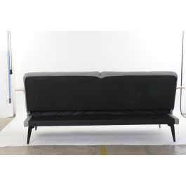 DKD Home Decor Sofa Cama Urban Gris, Marrón y Negro Poliéster Eucalipto Metal Desmontable - 203x87x81cm - Altura Asiento 41cm