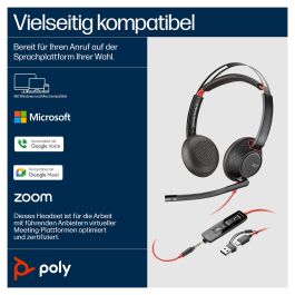 Poly Auriculares Blackwire 5220 Negro USB-C + Jack 3,5 mm