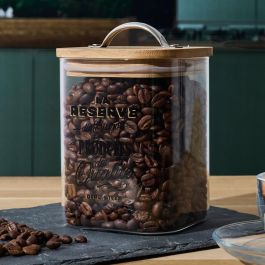 Cook Concept Tarro de Conservación Bistrot de Vidrio con Tapa de Bambú 700 ml - Cierre Hermético Cuadrado