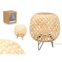 Lampara Ovalada Bambu Natural Sobremesa Electrica Giftdecor 20X23CM (6 Unidades)