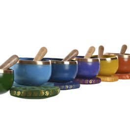 DKD Home Decor Cuenco Tibetano Arabe Multicolor 10 x 7.5 x 10 cm (7 Unidades) Laton Poliester