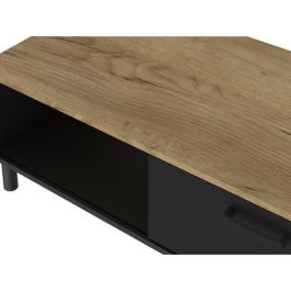 Mesa de centro OXFORD decoración en negro y roble - Estilo industrial - L 100 x P 55 x H 40 cm