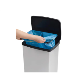 Cep Elite Contenedor de Basura con Pedal, 2 Compartimentos, 50 Litros, Color Plata, Hecho con 80% PP Reciclado, 390x288x654 mm