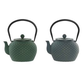 Tetera Oriental DKD Home Decor Verde Azul 14 x 21 x 17.5 cm (2 Unidades)