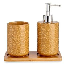 Berilo Set de Baño Cerámica 2 Piezas Camel Cuadrado con Bandeja 9x18.5x20 cm (6 Unidades)