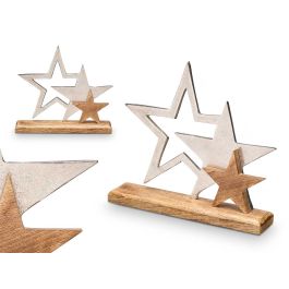Soporte Decoracion Triple Estrella Plateado Giftdecor 31X28CM (6 Unidades)