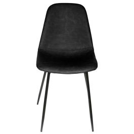 Home Deco Factory Silla Amber Negra Estilo Industrial - Madera y Hierro - 54,2x43,7x85,5 cm