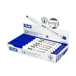 Caja de 12 rotuladores azules ø3,7mm para pizarra blanca milan