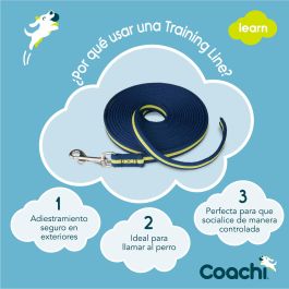 Coachi Training Line Correa Acolchada de Adiestramiento para Perros y Cachorros Pequeños/Medianos, Ligera y Suave, Azul-Lima 5 Metros