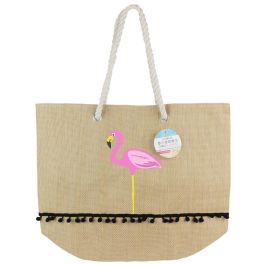 Jet Lag Bolsa Capazo Flamenco Verano Papel Poliéster Algodón Natural 50x20 cm h.38 cm