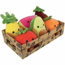 Jemini Caja de Peluches de Frutas y Verduras Fruity, 6 unidades suaves de 17 cm para jugar al mercado: aguacate, naranja, tomate, piña, sandía