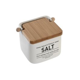 DKD Home Decor Yamazaki 22 Salero Basicos Gres Bambu Blanco Natural 12 x 11 x 14 cm (4 Unidades)