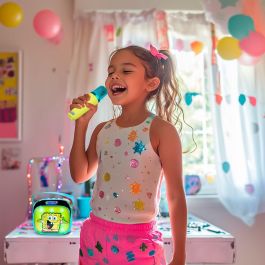 OTL Technologies Altavoz Karaoke Inalámbrico LED Bob Esponja con Micrófono Bluetooth para Niños y Adultos, Compatible con Smartphones y Tablets