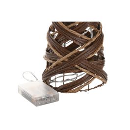 DKD Home Decor Cono de Navidad Alpina de Ratán LED Natural, 80 cm Alto - Set de 3 Piezas, Pack de 2 Unidades