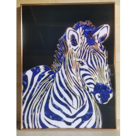 DKD Home Decor Cuadro de Pared Moderno con Diseño Cebra Multicolor 80x60 cm Materiales Aluminio y MDF
