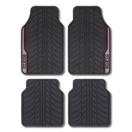 Abc SPCF507RD Juego de 4 Alfombras Universales para Coche 100% PVC Rojo, diseño deportivo y fáciles de limpiar