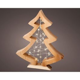 Lumineo Mini abeto microled de madera, luz blanca cálida fija, 36 leds, 22x3,5x27cm, IP44, pilas 2xAA