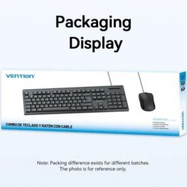 Vention KTYBG-ES Combo Teclado y Ratón con Cable USB-A, Distribución Española, Negro, 1000 DPI Ratón y 105 Teclas