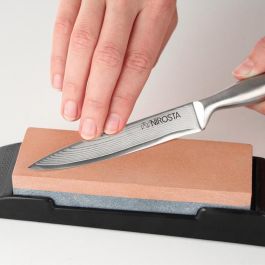 Nirosta Piedra de afilar cuchillos cerámica 190x60mm, base antideslizante, lado grueso y fino, gris/negro/rojo