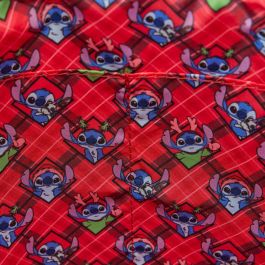 Loungefly Bolso Tote Holiday Stitch Disney Cuero Sintético Nacarado 33x33x10cm con Correa Ajustable y Pins Esmaltados