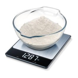 Beurer KS-34-XL Balanza de Cocina de Acero Inoxidable con Pantalla Invisible y Función Tara