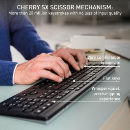 Cherry CHE1737440453643 Teclado y ratón inalámbricos Stream Desktop Comfort 2.4 GHz, diseño ergonómico, color negro