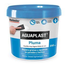 Aguaplast 70053-003 Pluma 250ml - Masilla lista al uso para reparar grietas y molduras, interior/exterior, color blanco