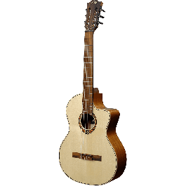 LAG Guitarra Clásica Electroacústica Occitania 88 - 4/4 Cutaway Natural Brillo Abeto Engelmann Macizo Khaya Stage LAG