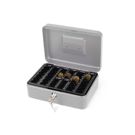 Q-connect Caja caudales 10/ 250x180x90 mm Plata con portamonedas y 2 juegos de llaves