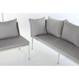 DKD Home Decor Sofá de Terraza y Jardín de Ratán Sintético Blanco y Marrón Claro, Set 3 piezas, 190x70x190 cm Desmontable