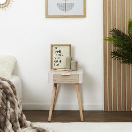 Home Deco Factory Mesita De Noche Con Cajón Rosa Essentiel 35x40 cm h.48 cm