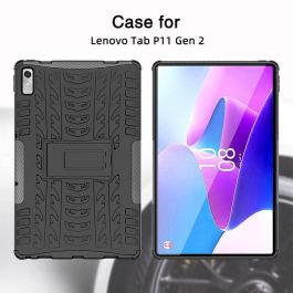 eSTUFF Funda Híbrida PORTLAND para Lenovo Tab P11 2ª Gen - Protección Anticaída y Antideslizante con Soporte Plegable - Negra