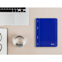 Liderpapel Cuaderno Espiral A5 Micro Serie Azul Tapa Blanda 80h 75gr Horizontal 6 Taladros Azul