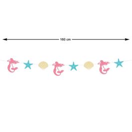 Guirnalda Decorativa de Sirenas, Estrellas y Conchas con Fondo Marino - 160 cm