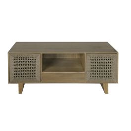 Mueble de TV Home ESPRIT Beige Natural Yute Pino 120 x 40 x 55 cm