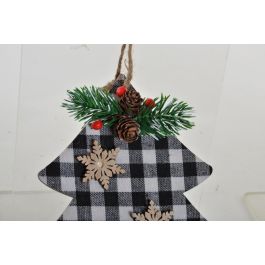 Decoracion Colgante Navidad Alpina DKD Home Decor Negro Blanco 0.5 x 25 x 23 cm (6 Unidades)