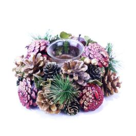 Portavela Navidad Fantasia DKD Home Decor Rojo Verde 18 x 9 x 18 cm (4 Unidades)