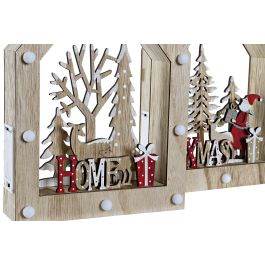 Decoracion Luminosa Navidad Alpina DKD Home Decor Marron Blanco 6.5 x 30 x 20 cm (2 Unidades)