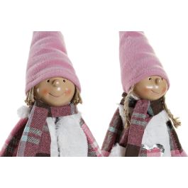DKD Home Decor Figura de Navidad Fantasía Niña Poliéster Rosa Blanco 42 cm (2 Unidades) DKD Home Decor Figura de Navidad Fantasía Niña Poliéster Rosa Blanco 42 cm (2 Unidades)