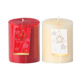 Vela Navidad Tradicional DKD Home Decor Blanco Rojo 9 x 10 x 9 cm (2 Unidades)