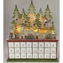 Calendario Adviento Navidad Tradicional DKD Home Decor Blanco Rojo 8.5 x 38 x 32 cm (2 Unidades)