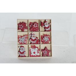 Decoracion Navidad Tradicional DKD Home Decor Rojo Blanco 4 x 0.2 x 4 cm Set de 36 (12 Unidades)