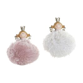 Decoracion Colgante Navidad Fantasia DKD Home Decor Rosa Palo Blanco 6 x 9 x 6 cm (12 Unidades)